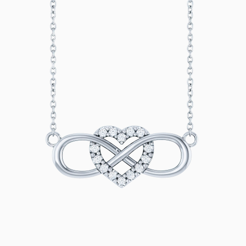Natural Diamond Heart and Infinity Necklace, 14k Gold
