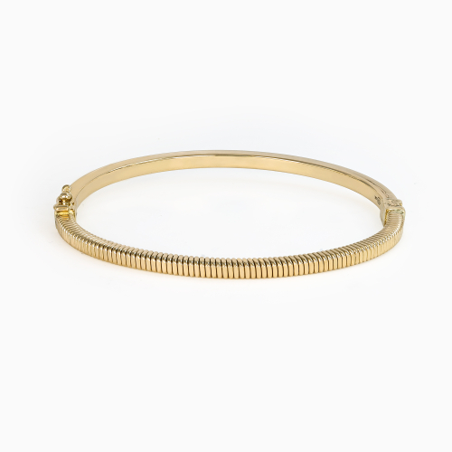 Retro Fluted Bangle Bracelet in 14k Yellow Gold