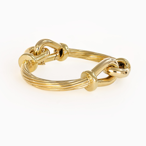 Retro Hinged Bangle Bracelet, 18k Yellow Gold