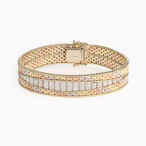 Tri-Color Italian Bracelet in 14k Gold