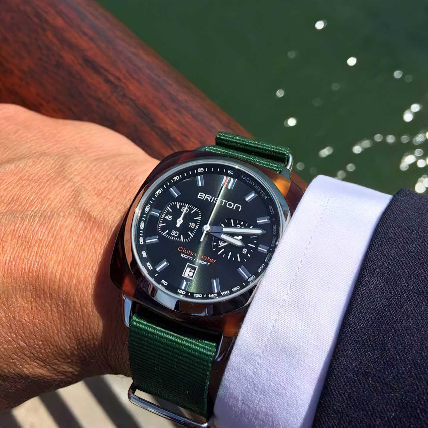 Briston Clubmaster Sport Chronograph - British Green, 42mm Quartz