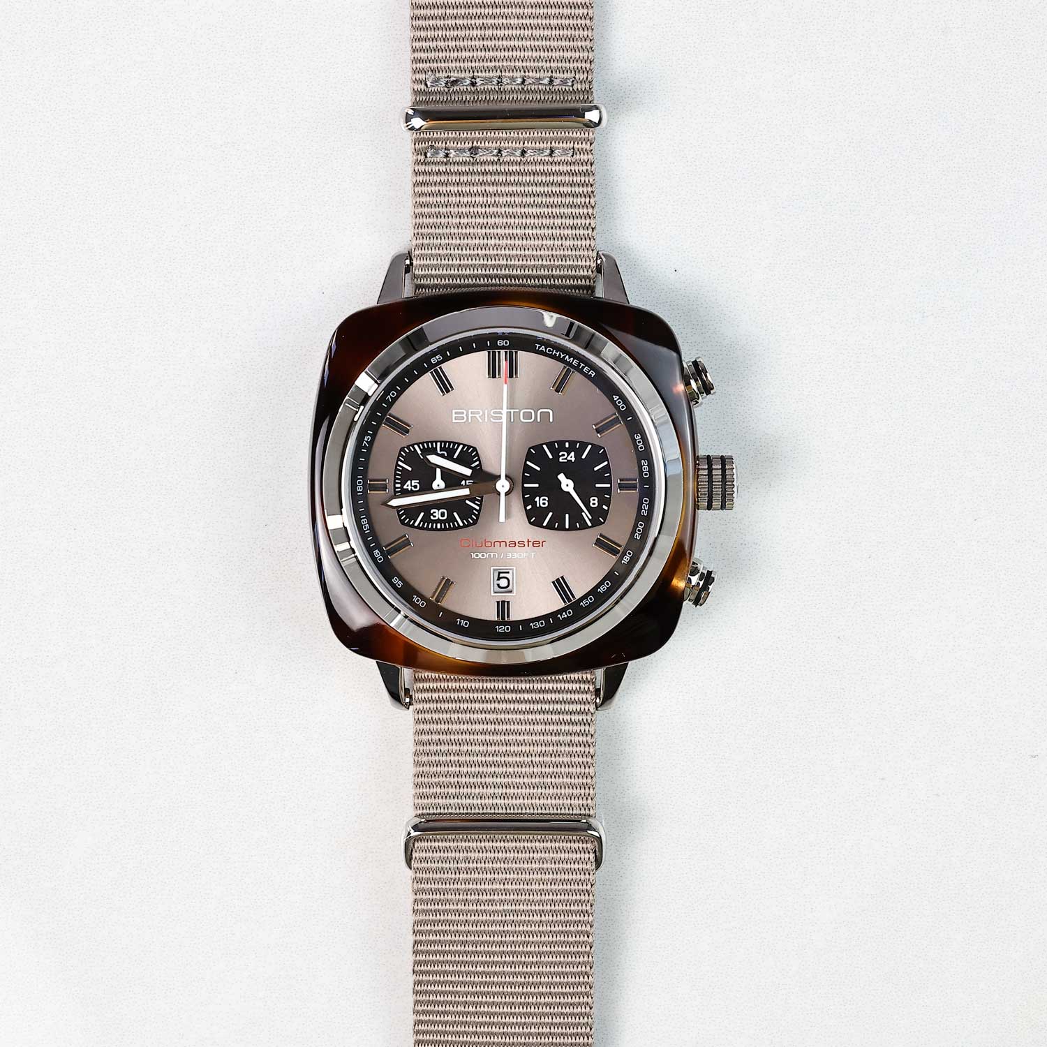 Briston Clubmaster Sport Chronograph - Grey Taupe, 42mm Quartz