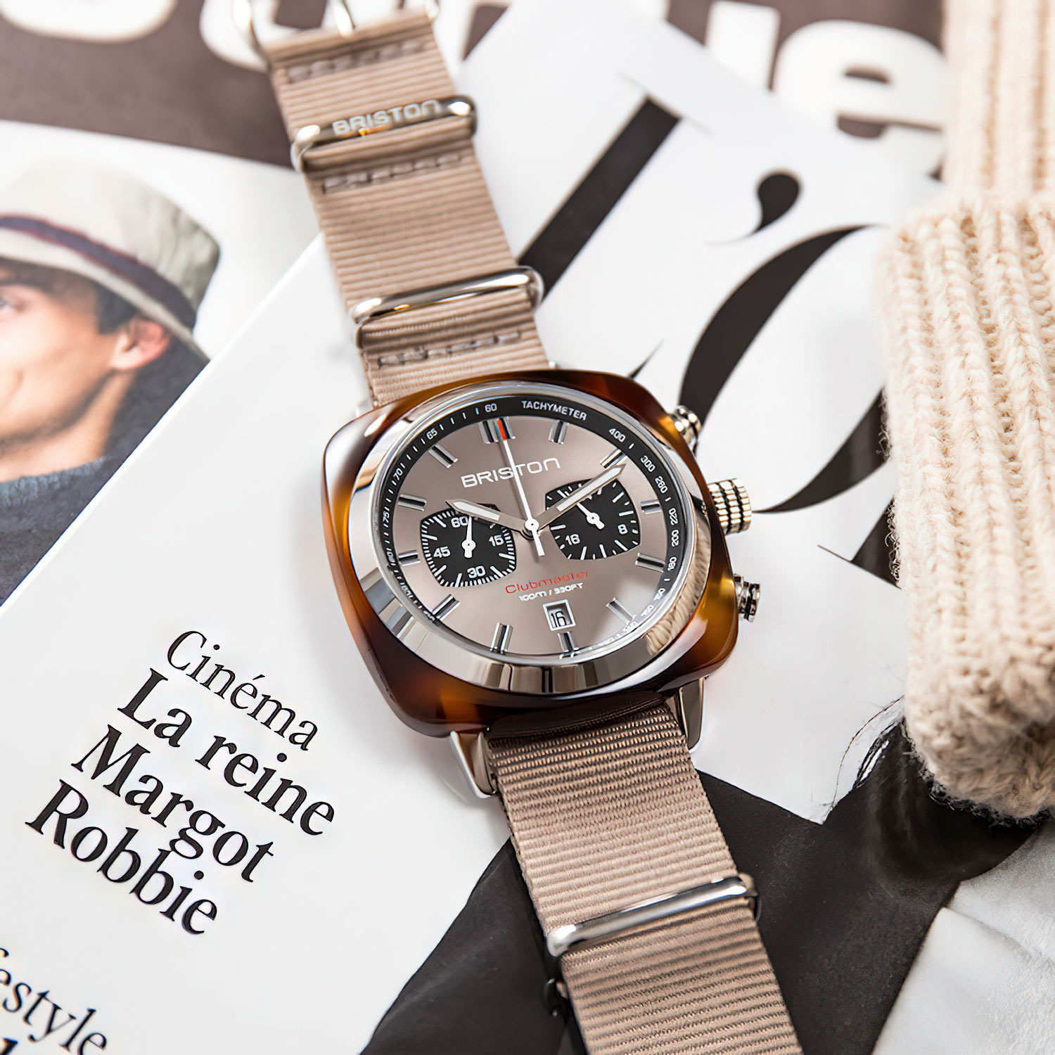 Briston Clubmaster Sport Chronograph - Grey Taupe, 42mm Quartz