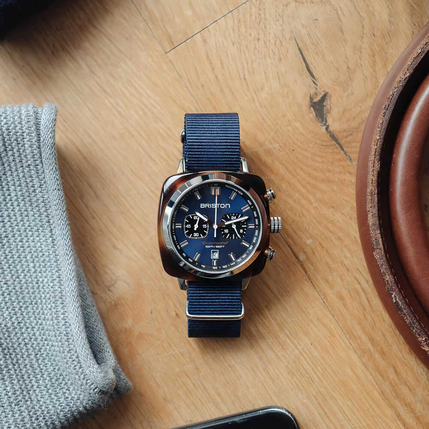 Briston Clubmaster Sport Chronograph - Navy Blue, 42mm Quartz