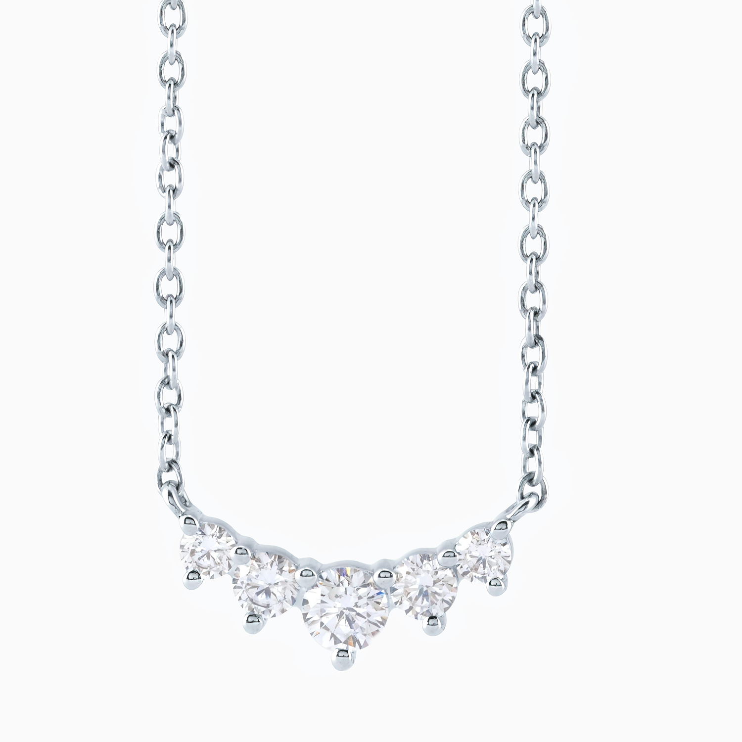 Lab-Grown Graduated Diamond Necklace, 14k Gold