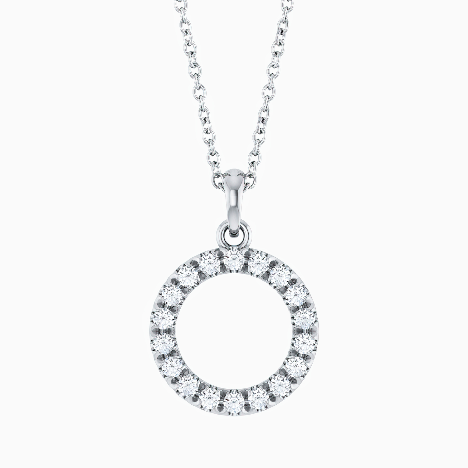 Natural Diamond Circle Pendant Necklace, 14k Gold