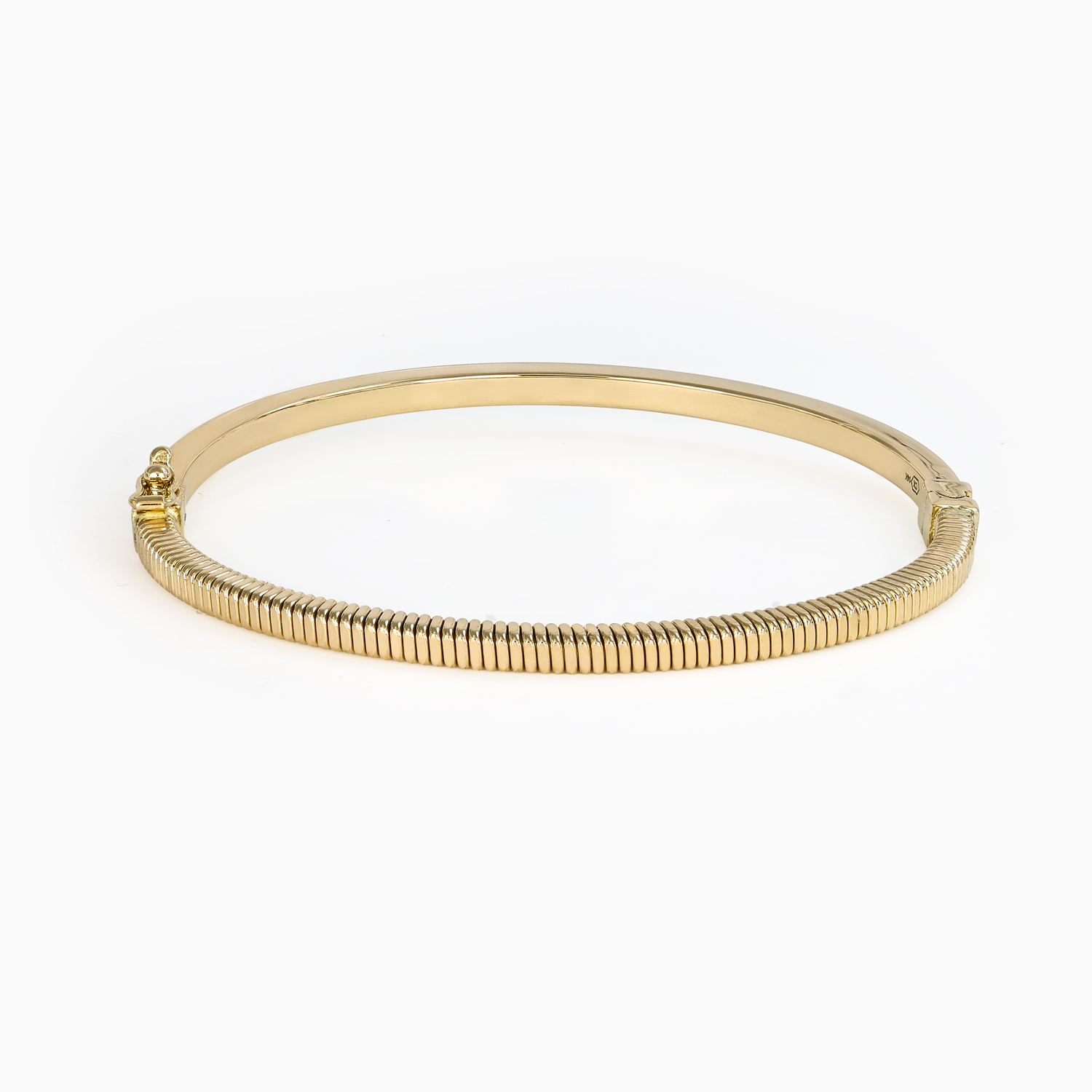 Retro Fluted Bangle Bracelet in 14k Yellow Gold