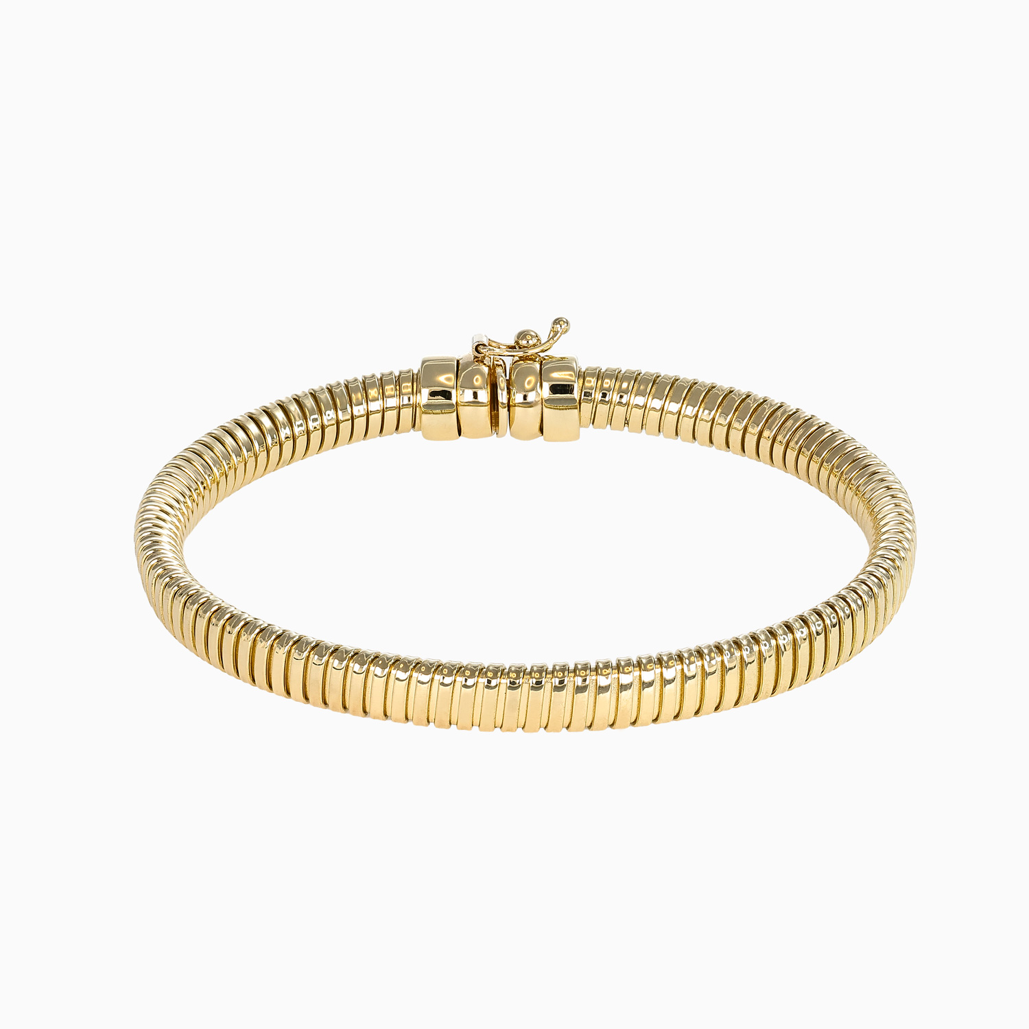 Retro Fluted Tubogas Bracelet, 14k Yellow Gold