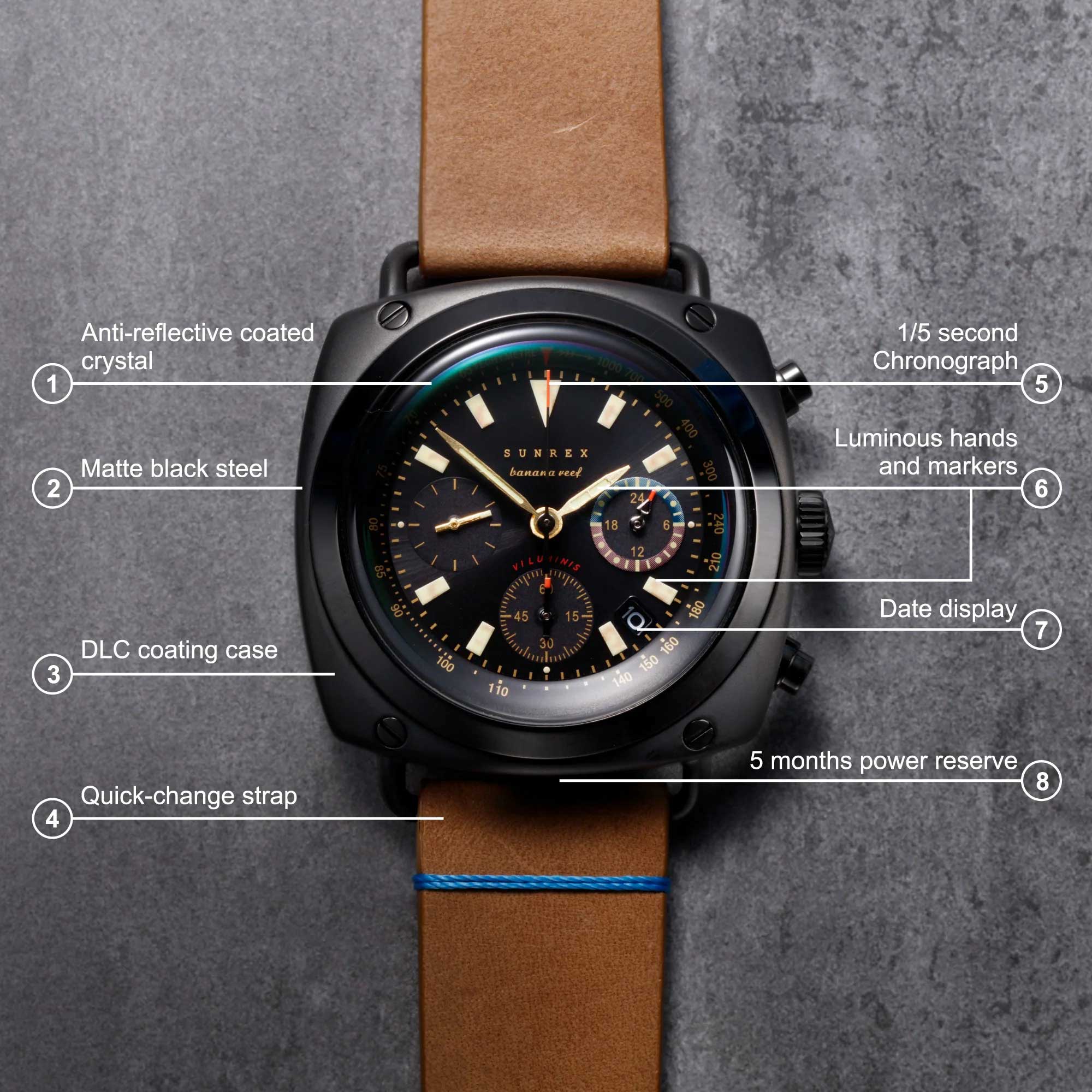 Sunrex Banana Reef, 40mm Solar Chronograph