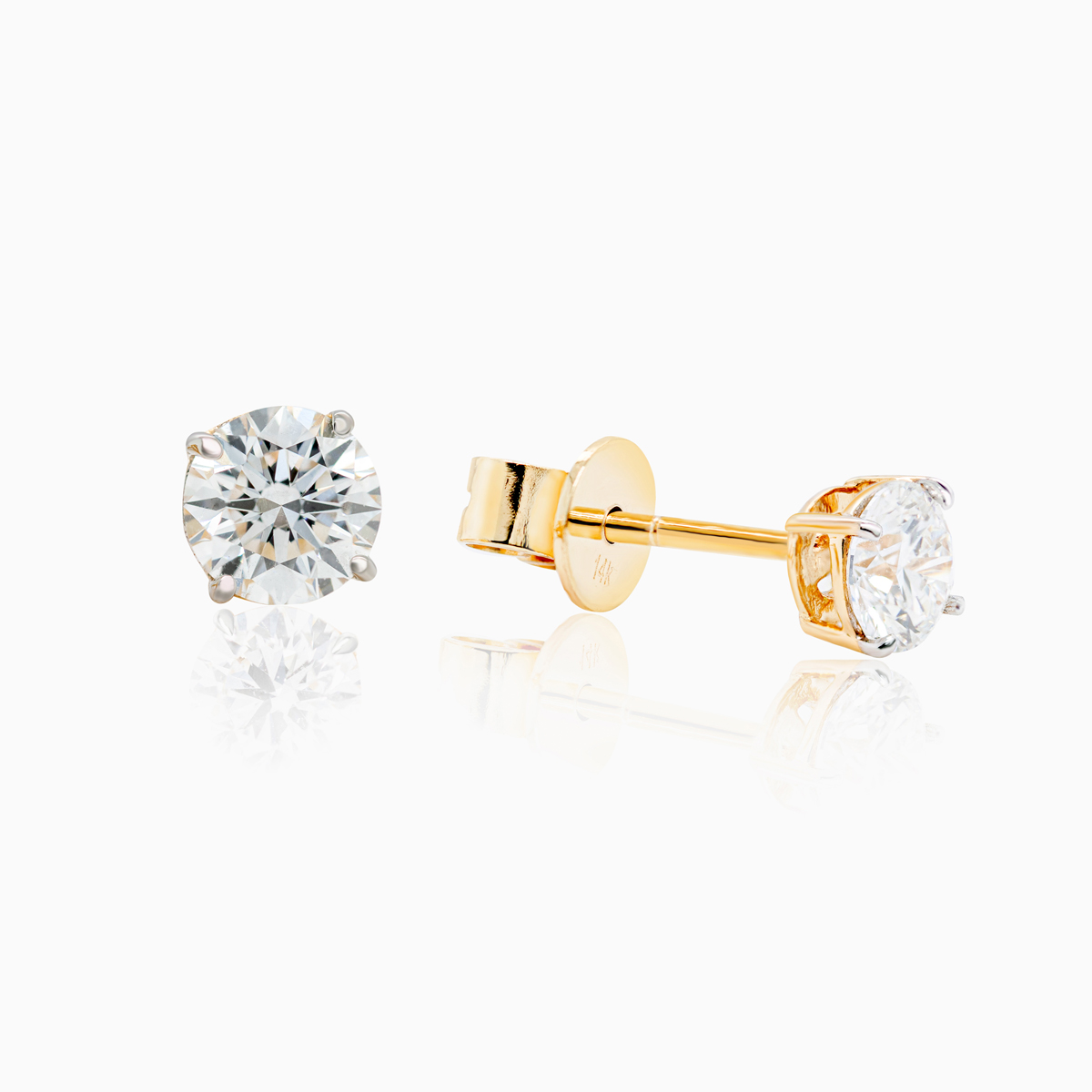 4.5mm Lab-Grown Diamond Stud Earrings, 14k Yellow and White Gold