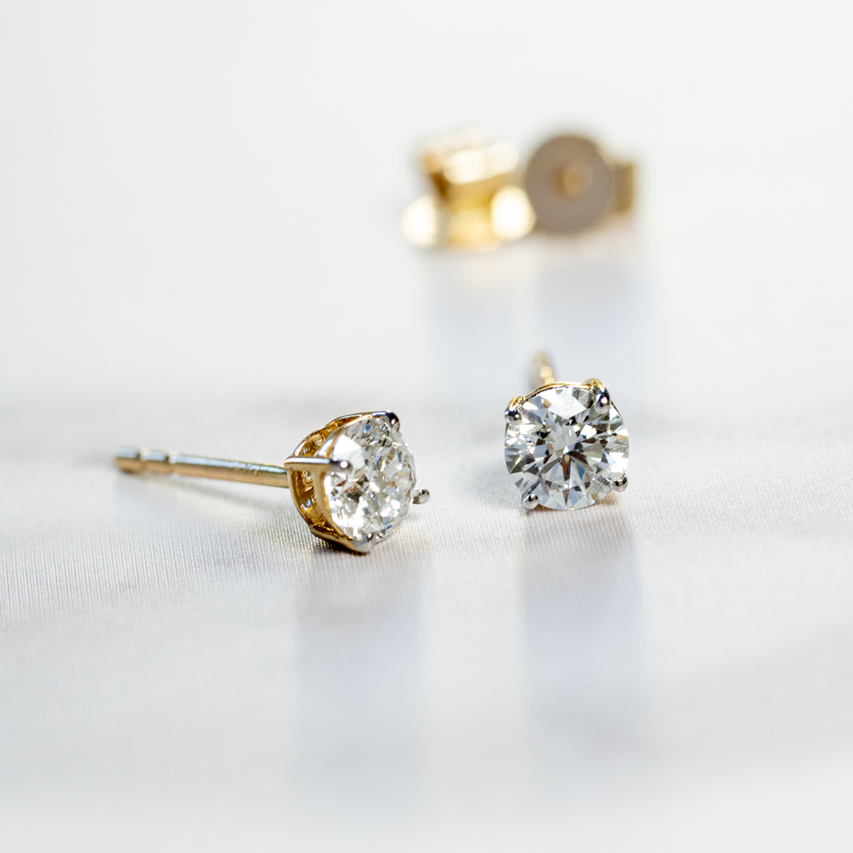 4.5mm Lab-Grown Diamond Stud Earrings, 14k Yellow and White Gold