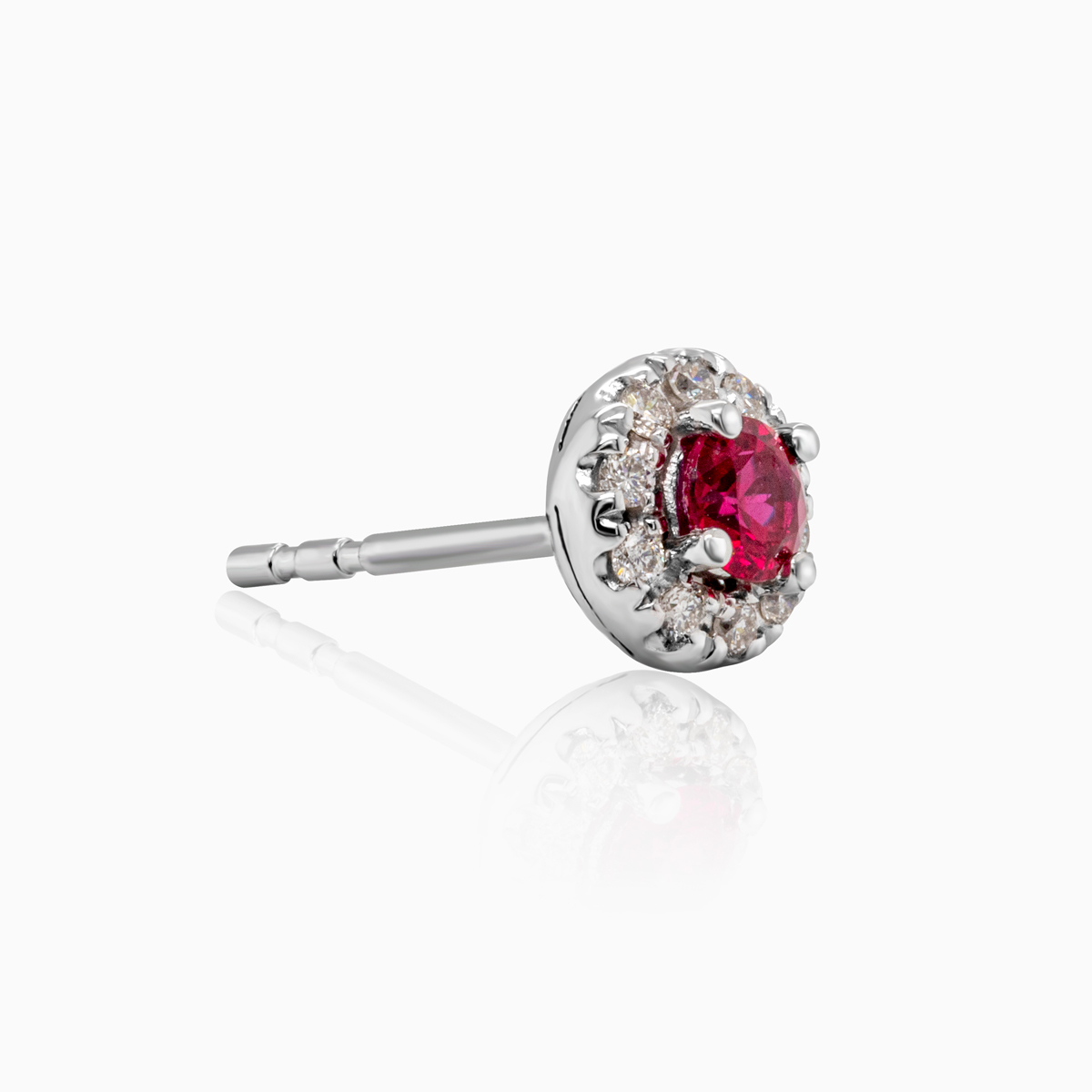 Natural Ruby and Diamond Earrings, 14k White Gold