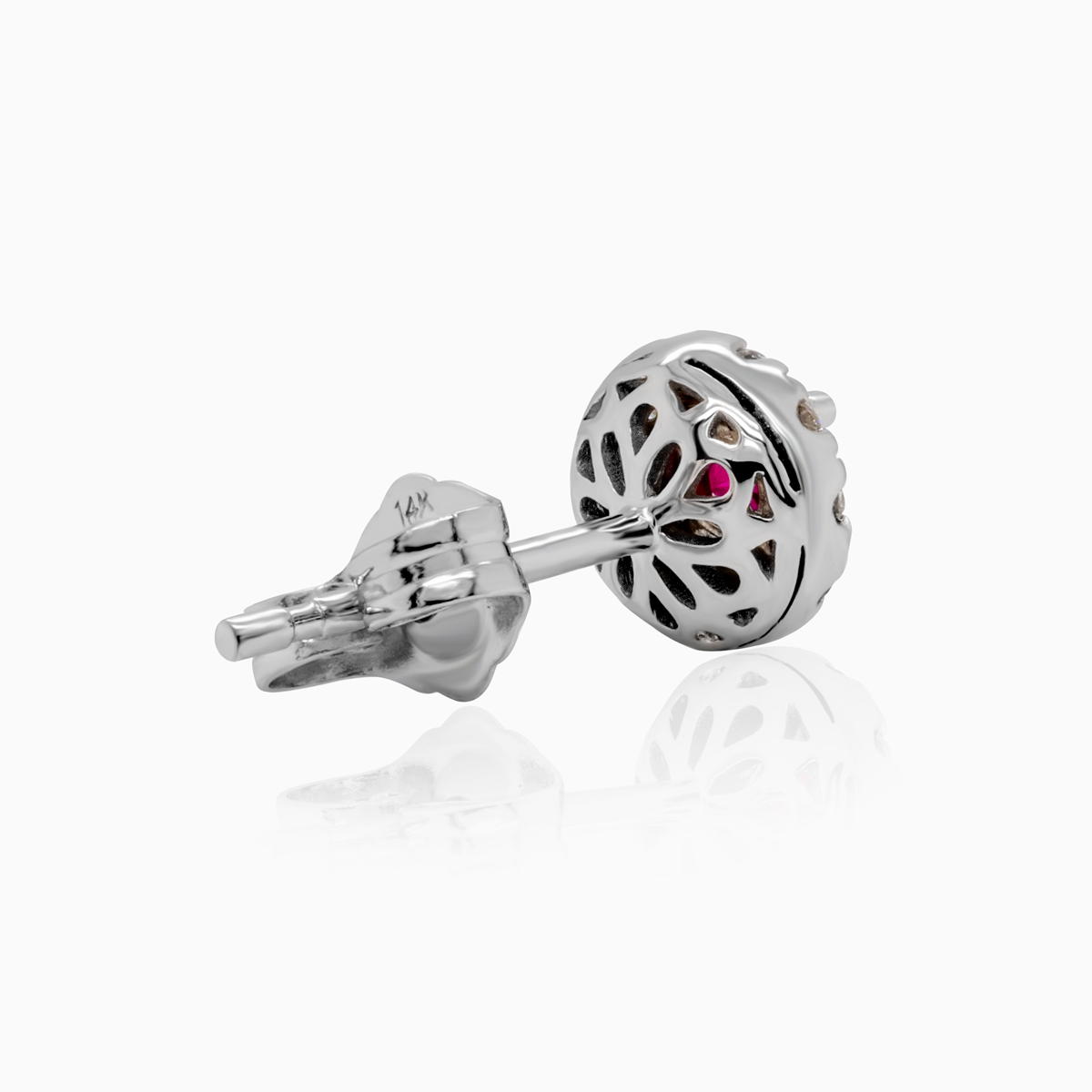 Natural Ruby and Diamond Earrings, 14k White Gold