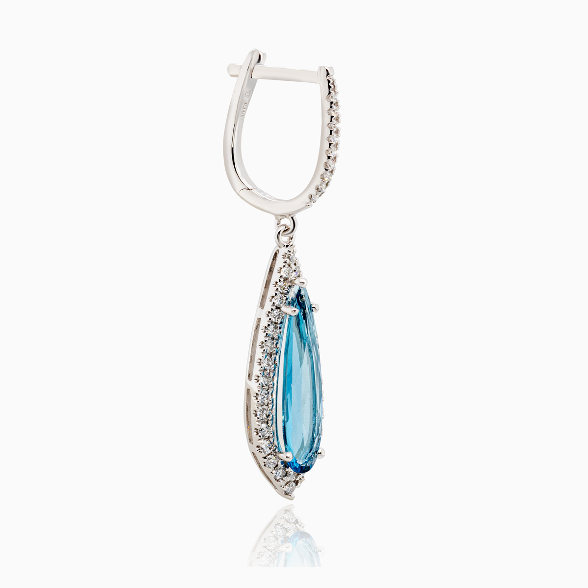 Natural London Blue Topaz & Diamond Earrings, 14k White Gold