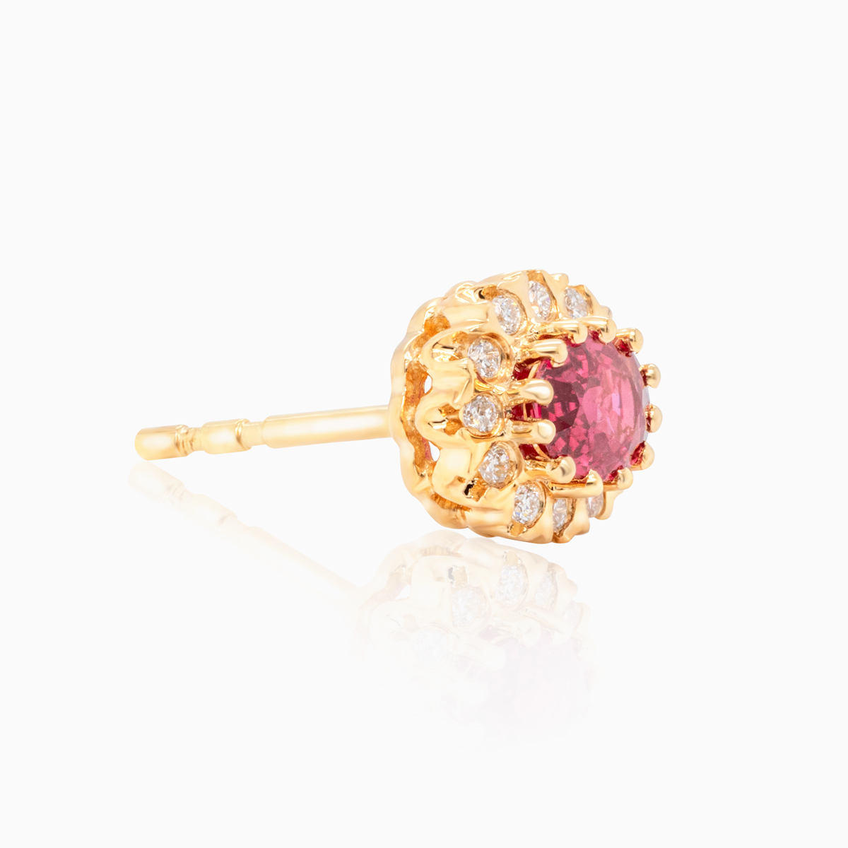 Natural Ruby & Diamond Accent Stud Earrings, 14k Yellow Gold