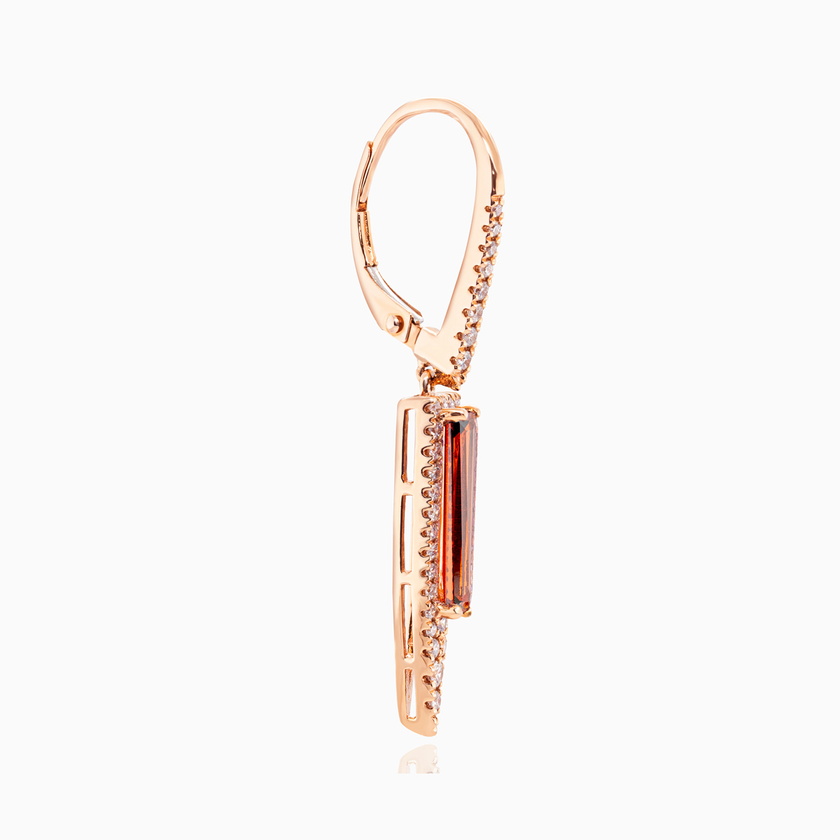 Natural Diamond & Garnet Earrings, 14k Rose Gold