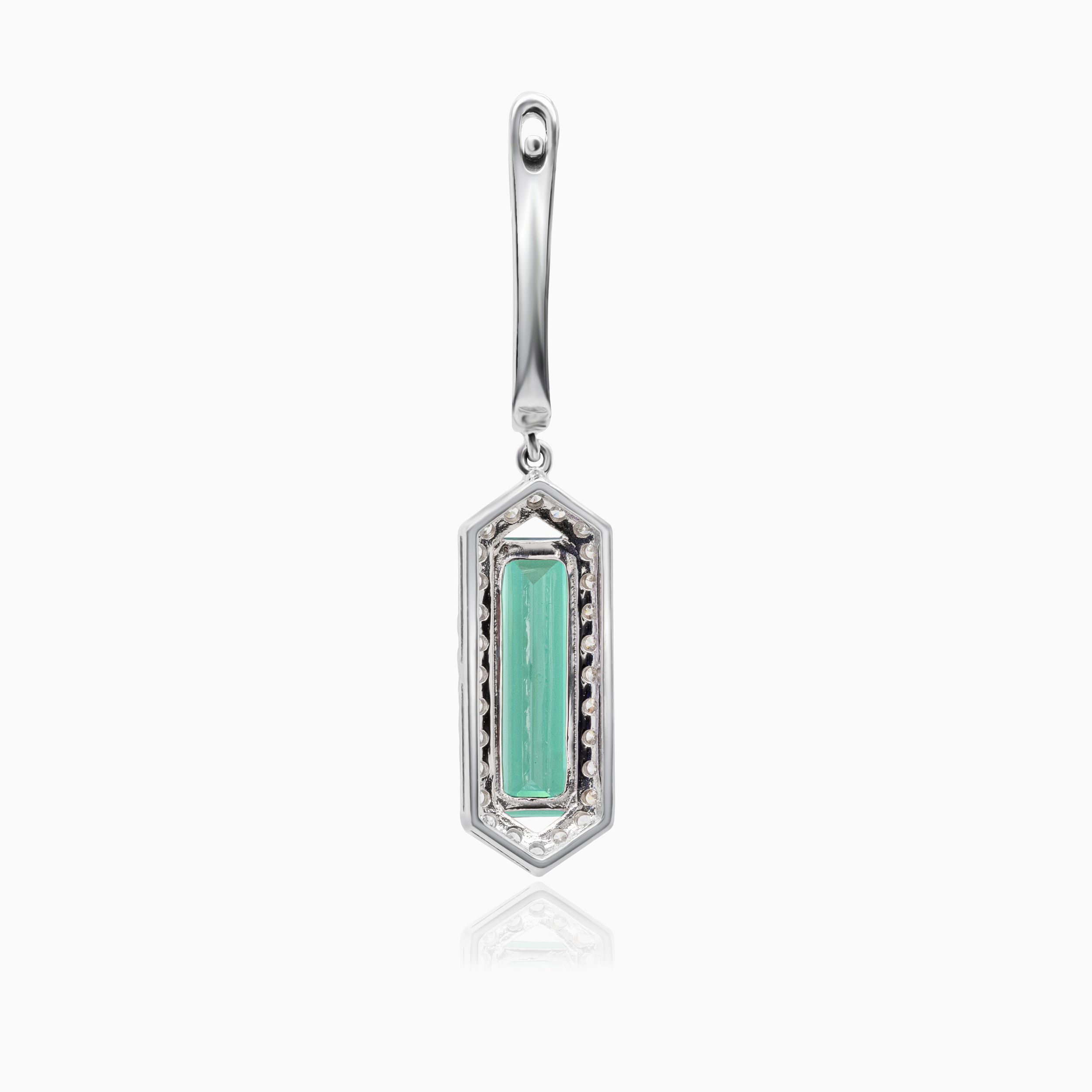 Art Deco-Inspired Natural Diamond & Created Alexandrite Earrings, 14k White Gold