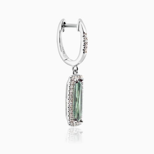 Natural Diamond-Accented Created Alexandrite Earrings, 14k White Gold