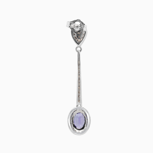 Natural Diamond & Tanzanite Drop-Dangle Earrings, 14k White Gold