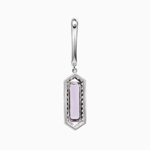 Art Deco-Inspired Natural Diamond & Amethyst Earrings, 14k White Gold
