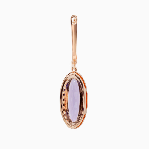 Vintage-Inspired Natural Diamond & Amethyst Dangle Earrings, 14k Rose Gold