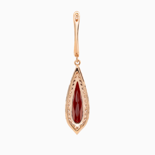 Natural Garnet & Diamond Earrings, 14k Rose Gold