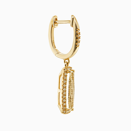 Natural Diamond-Accented Green Amethyst Earrings, 14k Yellow Gold