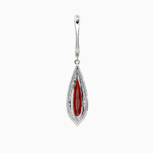 Natural Garnet & Diamond Earrings, 14k White Gold