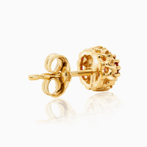Natural Ruby & Diamond Accent Stud Earrings, 14k Yellow Gold