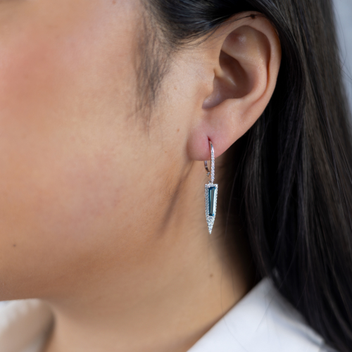 Natural Diamond & Created Alexandrite Earrings, 14k White Gold