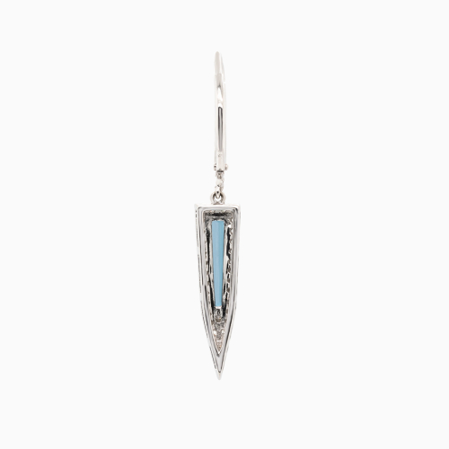 Art Deco Natural Diamond & London Blue Topaz Dangle Earrings, 14k Rose Gold