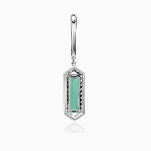 Art Deco-Inspired Natural Diamond & Created Alexandrite Earrings, 14k White Gold