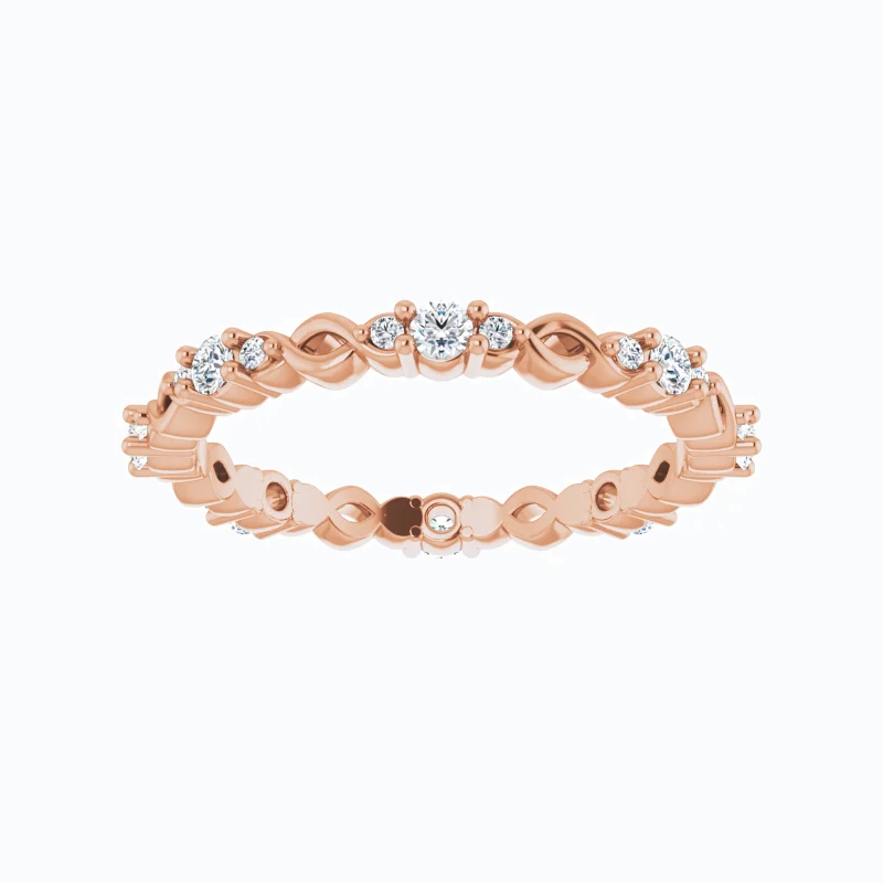 Celtic Inspired Rhythmic Diamond Band Ring, 14k Gold