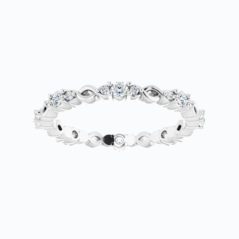 Celtic Inspired Rhythmic Diamond Band Ring, 14k Gold