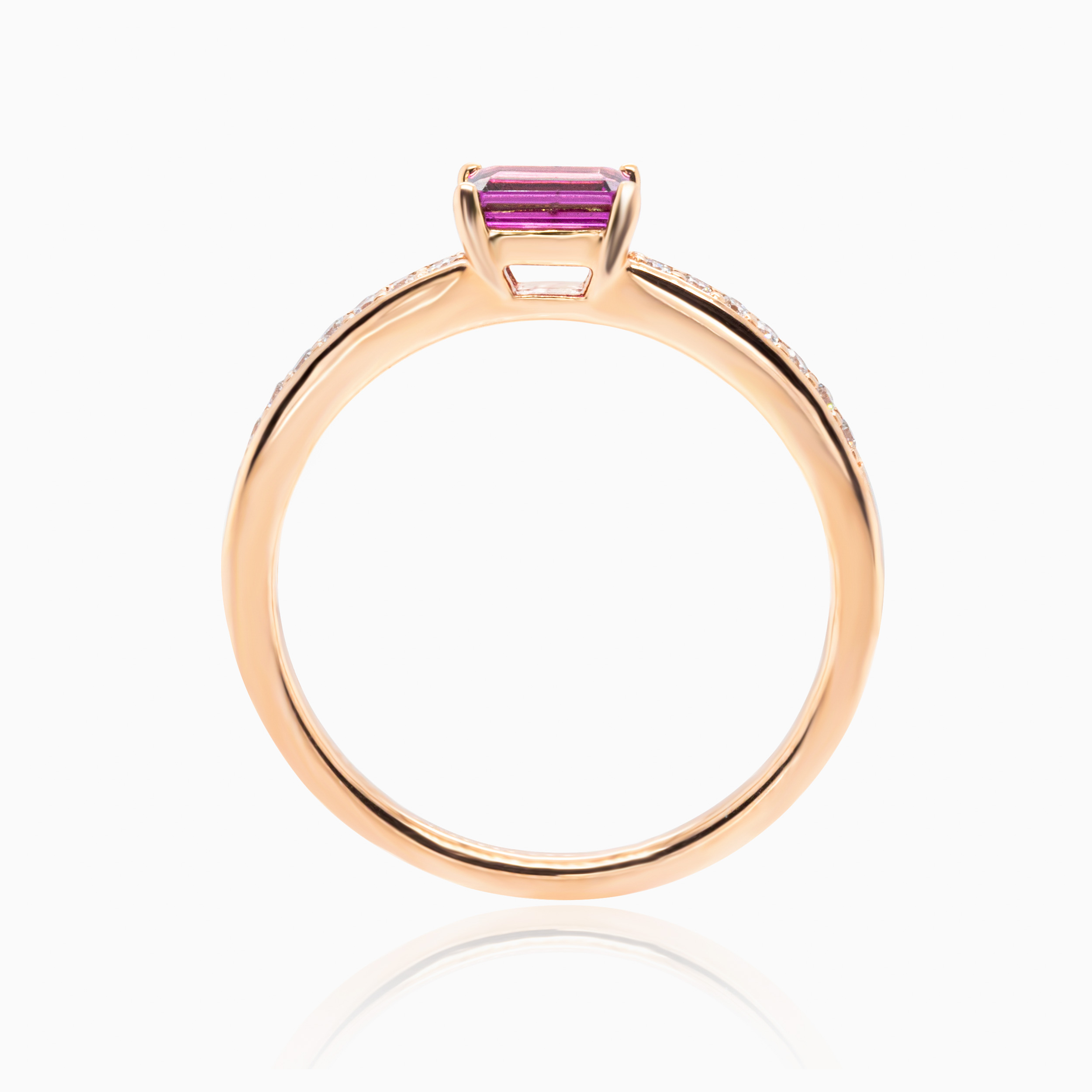 Natural Diamond-Accented Rhodolite Garnet Ring, 14k Rose Gold