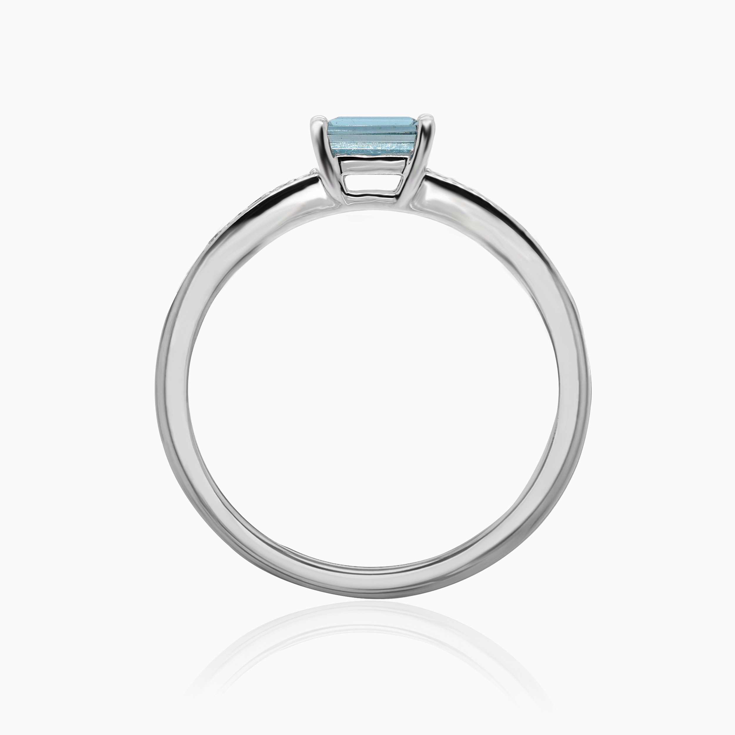 Natural London Blue Topaz with Diamond Accent Stackable Ring, 14k White Gold