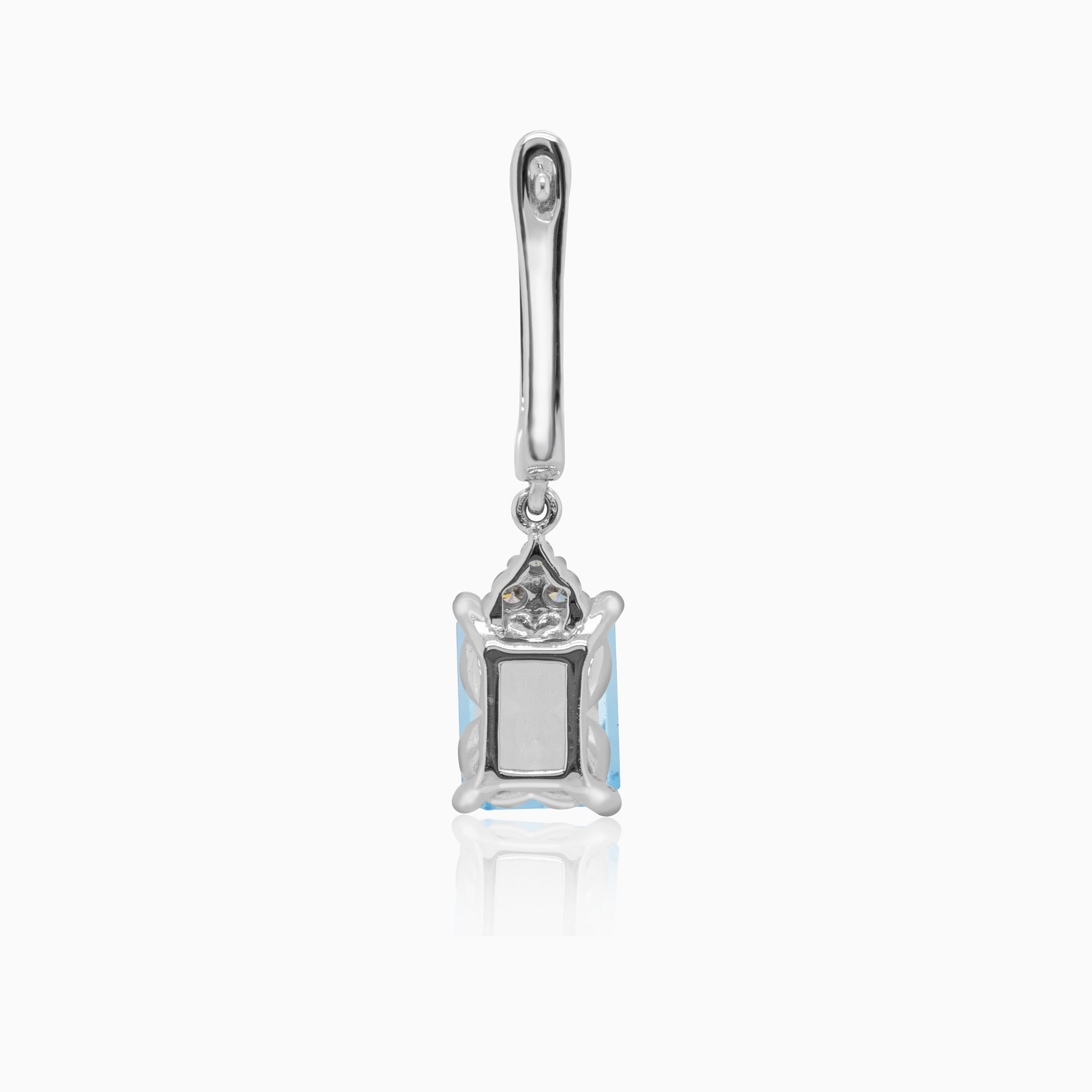 Natural Diamond and Aquamarine Dangle Earrings, 14k White Gold