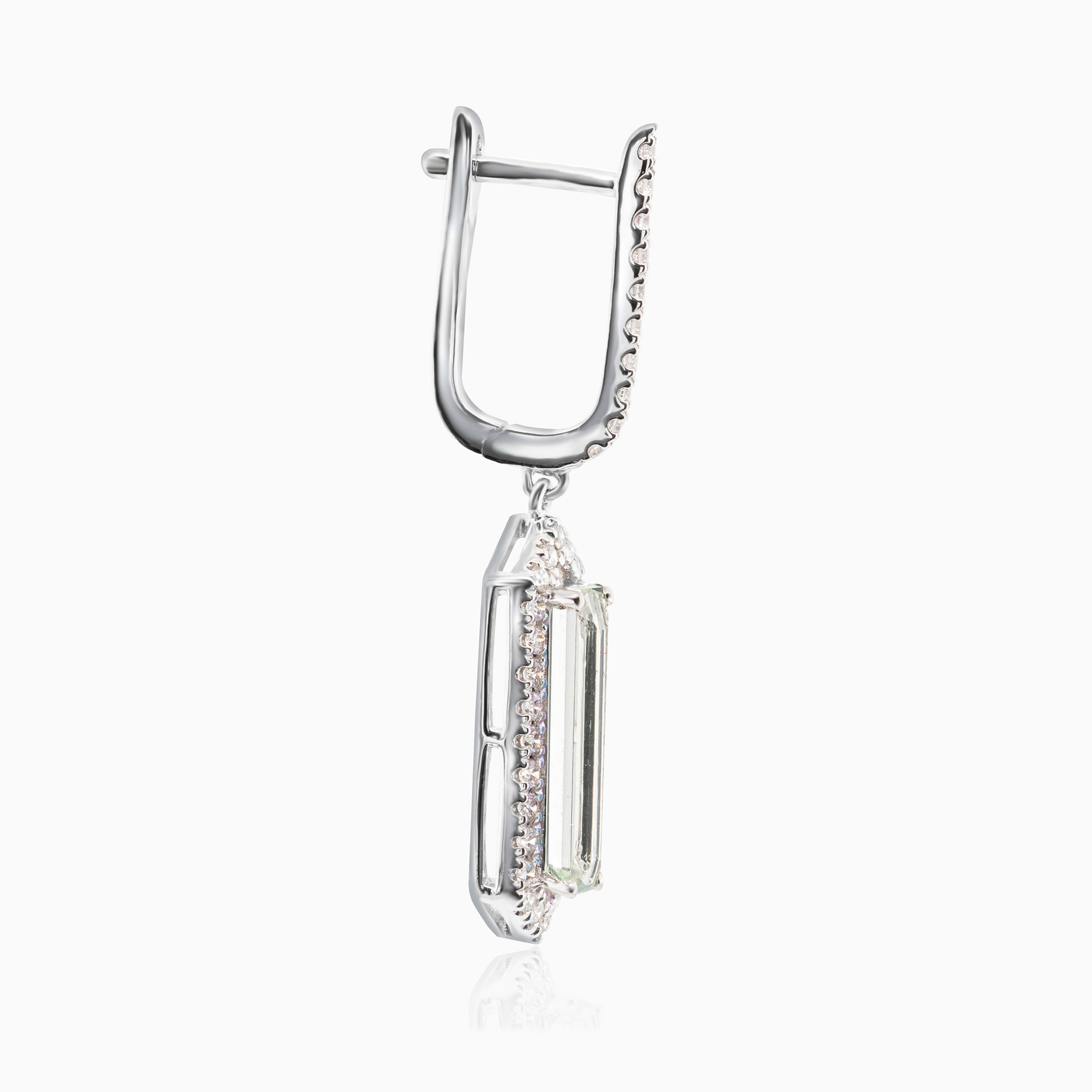 Art Deco-Inspired Natural Diamond & Amethyst Dangle Earrings, 14k White Gold