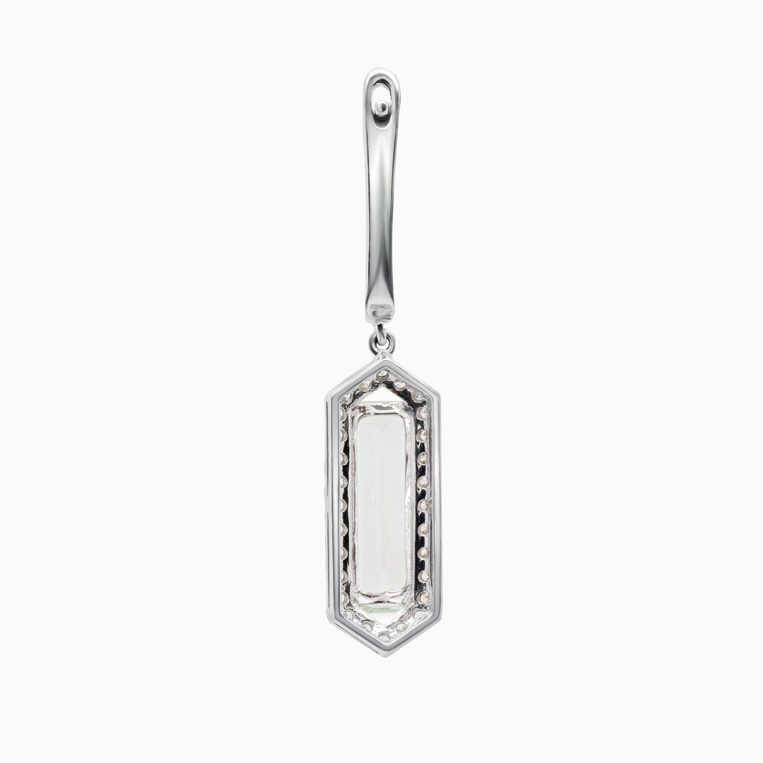 Art Deco-Inspired Natural Diamond & Amethyst Dangle Earrings, 14k White Gold