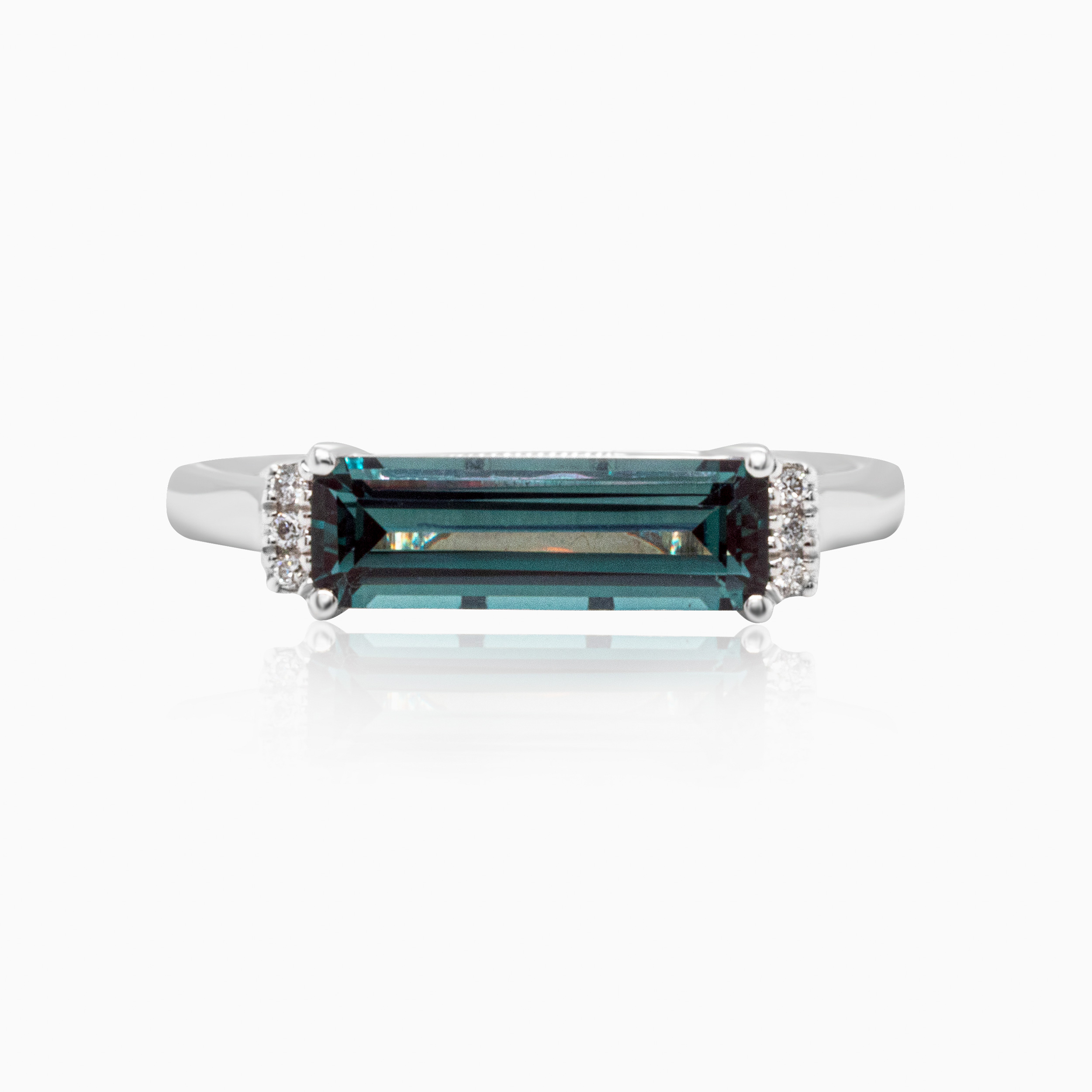 Natural Diamond Accented Created Alexandrite Ring, 14k Yellow Gold