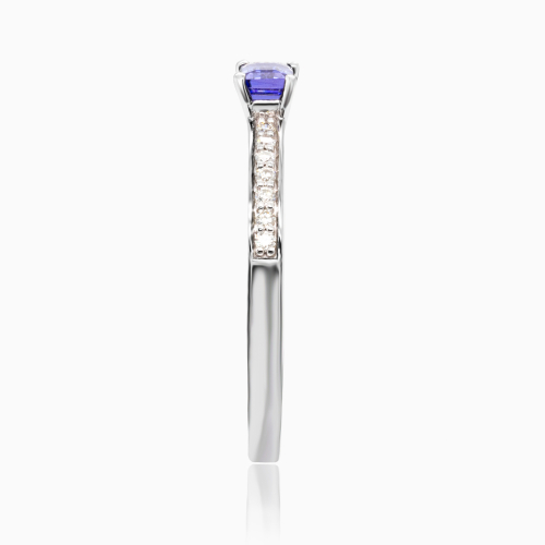 Natural Diamond-Accented Tanzanite Ring, 14k White Gold