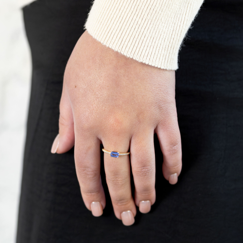 Natural Diamond Accented Created Alexandrite Ring, 14k Yellow Gold