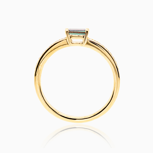 Natural Diamond Accented Created Alexandrite Ring, 14k Yellow Gold