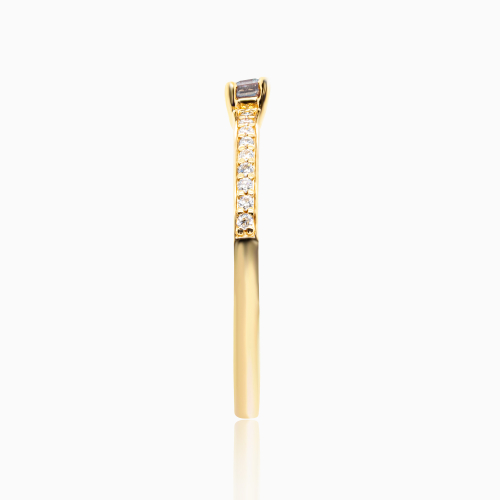 Natural Diamond Accented Created Alexandrite Ring, 14k Yellow Gold