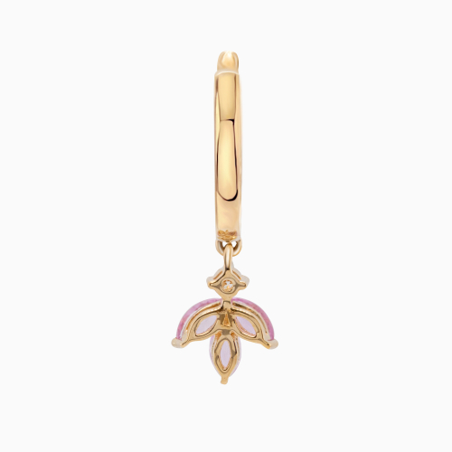 Natural Pink Sapphire Petal Earrings with Diamond Accents, 14K Yellow Gold
