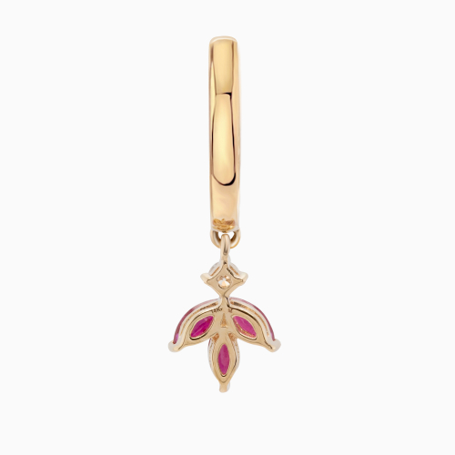 Natural Ruby Petal Earrings with Diamond Accents, 14K Yellow Gold
