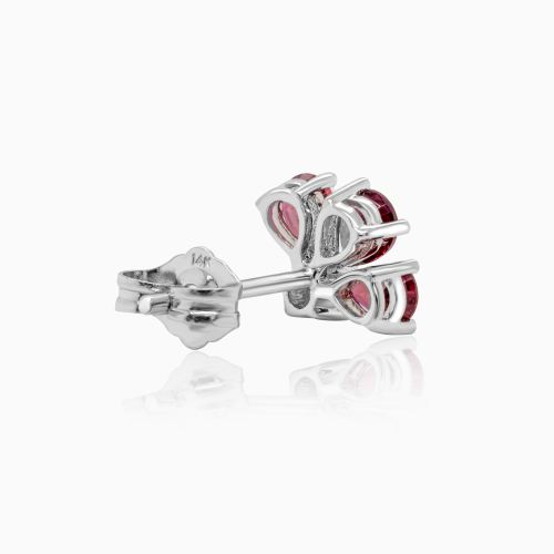 Natural Ruby & Diamond Petal Stud Earrings, 14k White Gold