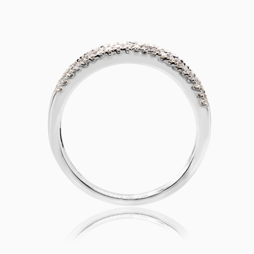 Channel Set Natural Diamond & Blue Sapphire Band, 14k White Gold
