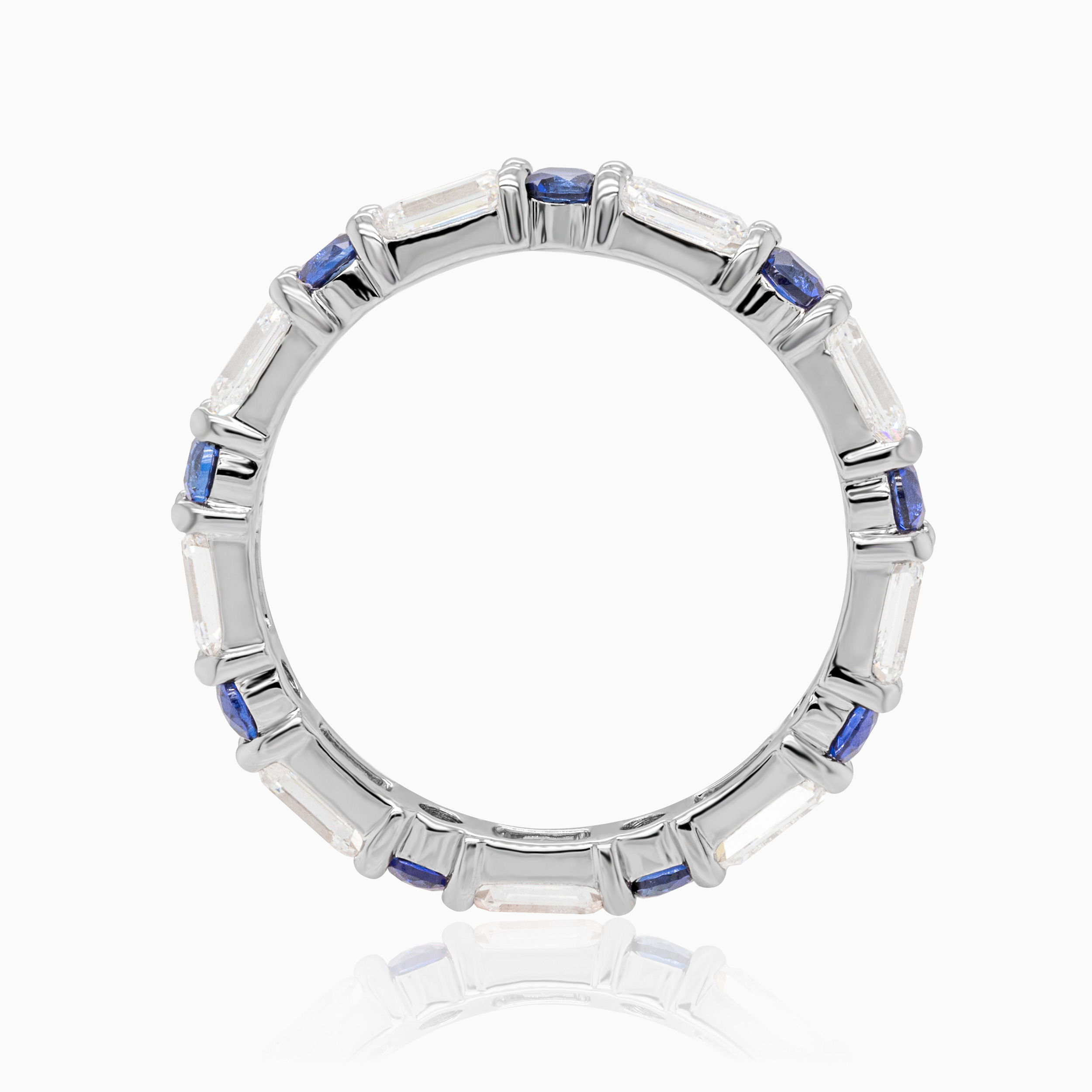 Lab-grown Blue Sapphire & Diamond Eternity Band in 14k White Gold