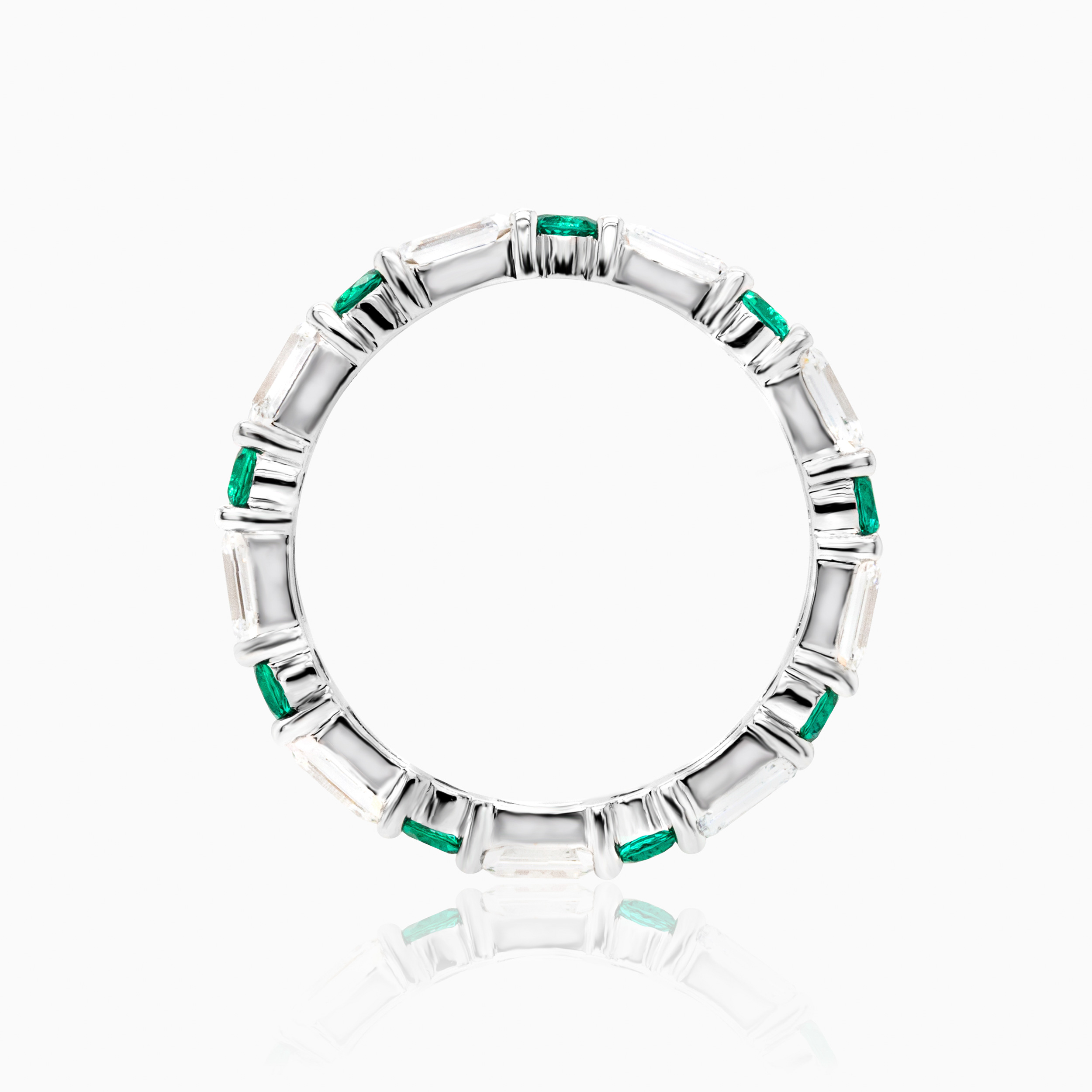 Lab-grown Diamond & Emerald Eternity Band in 14k White Gold